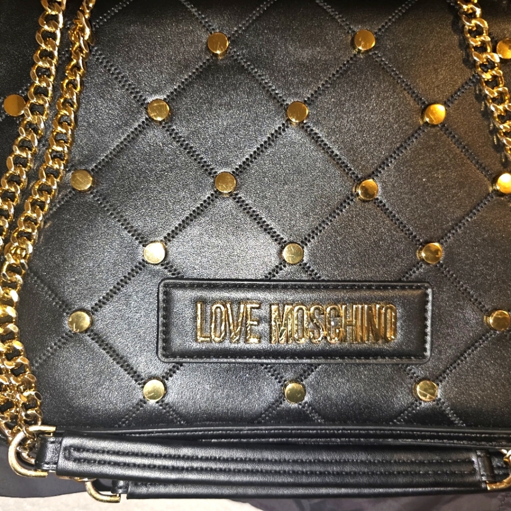 LOVE MOSCHINO Borsa PU Nero Vegan Leather Studded Black Crossbody Bag